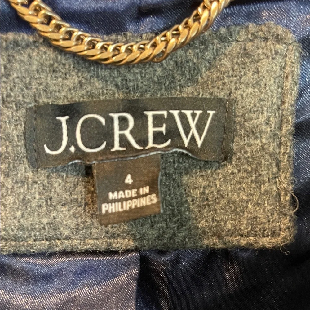 J. Crew Gray Wool-Blend Peacoat with Gold Button Detail - Picture 3 of 8